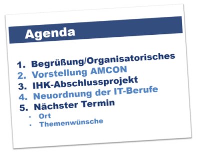 Agenda dritter Ausbilderarbeitskreis in Cloppenburg